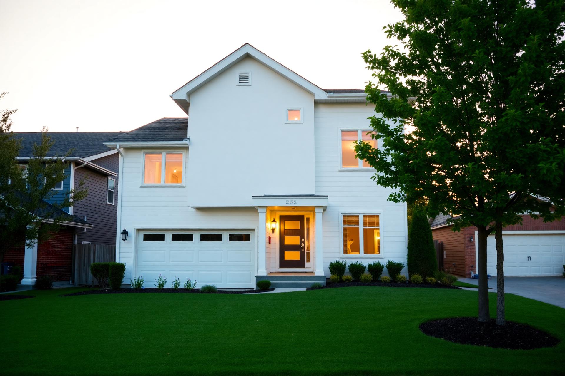 Modern family home at golden hour